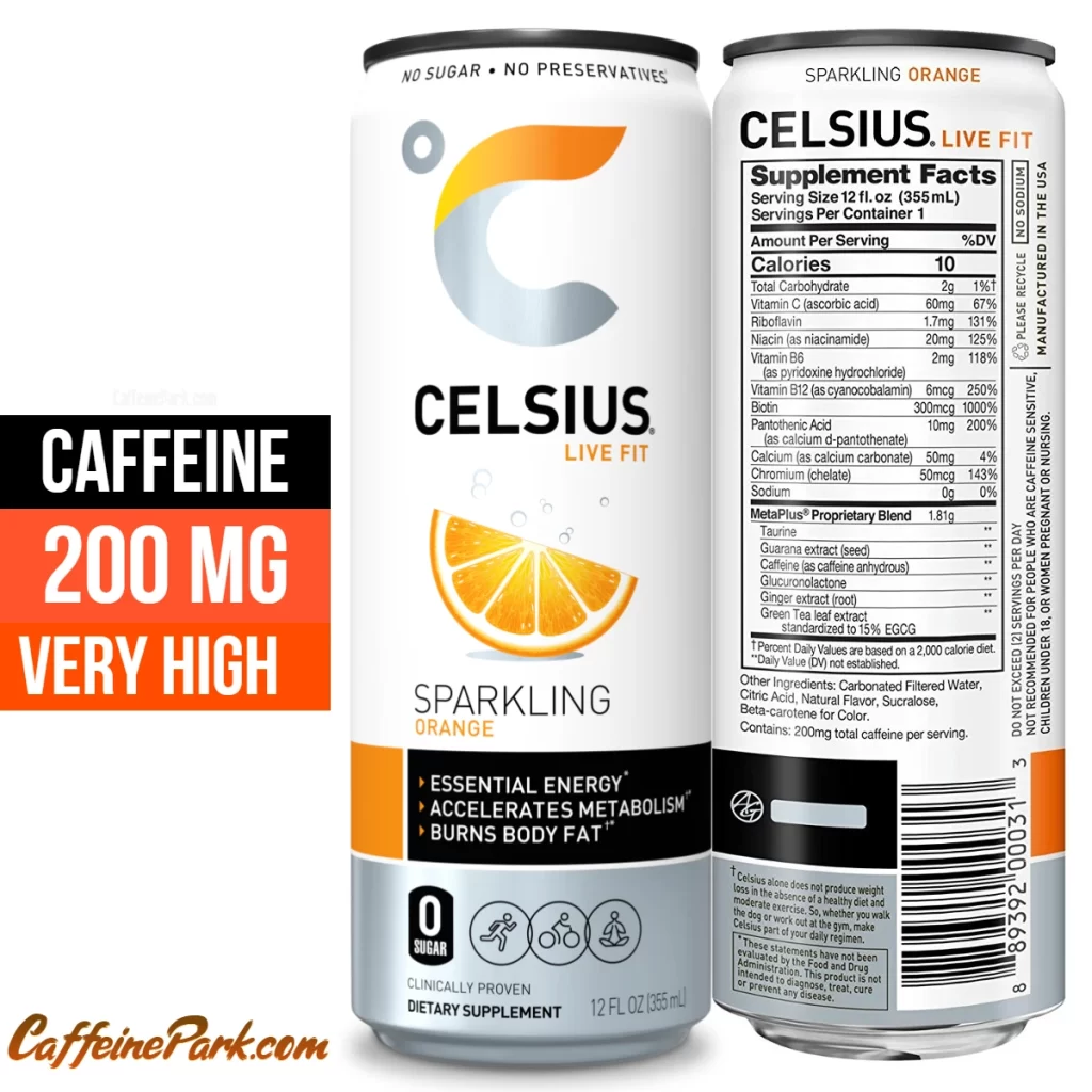 Caffeine in a Celsius Sparkling Orange