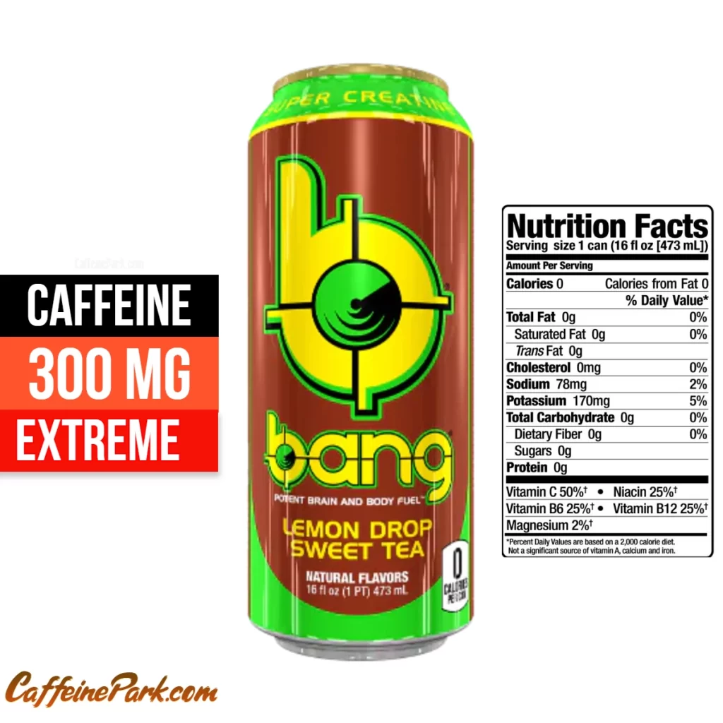 Caffeine in Bang Lemon Drop Sweet Tea