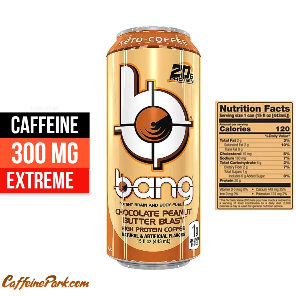 Caffeine in a Bang Keto Coffee Chocolate Peanut Butter Blast nutrition