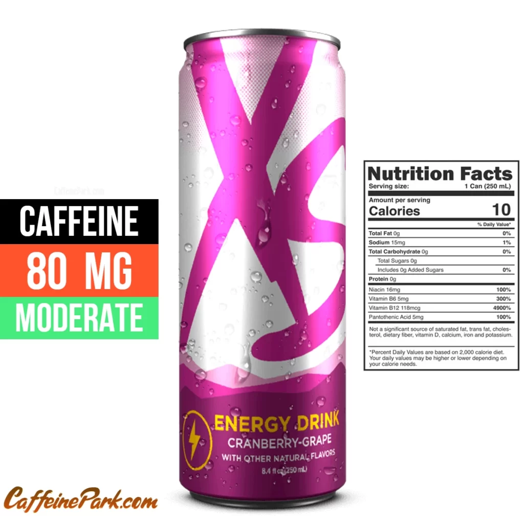 caffeine in Xs Energy Drink Cranberry Grape