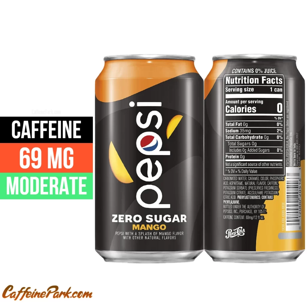 Caffeine in Pepsi Zero Sugar Mango