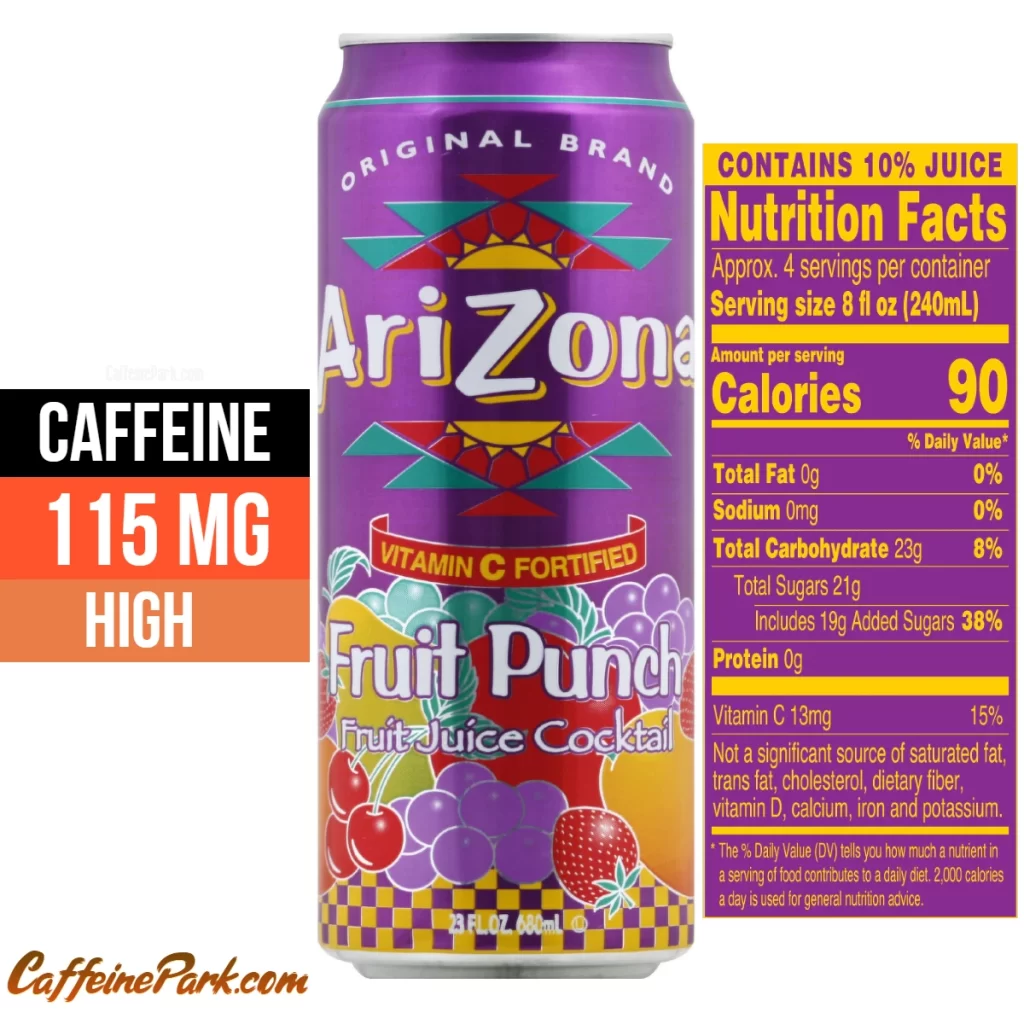 Caffeine in a Arizona Rx Fruit Punch