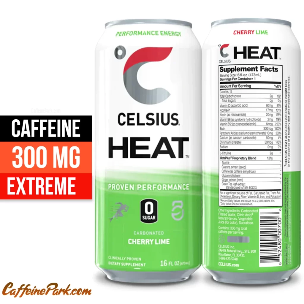 Caffeine in a Celsius Heat Cherry Lime