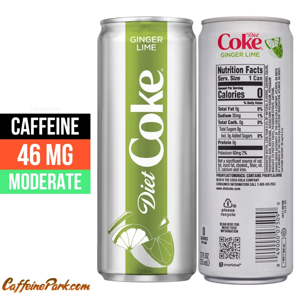 Caffeine in a Diet Coke with Lime