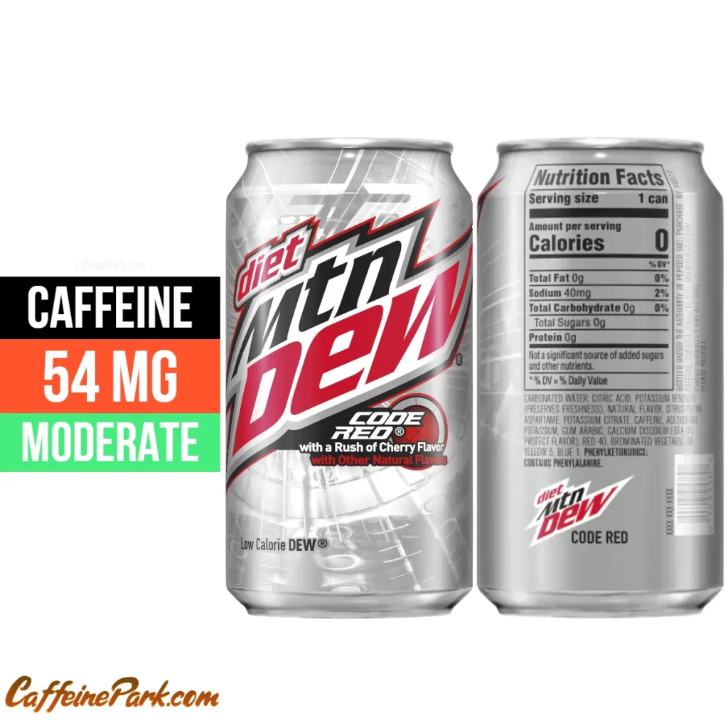 Caffeine in a Diet Mountain Dew Code Red Soda