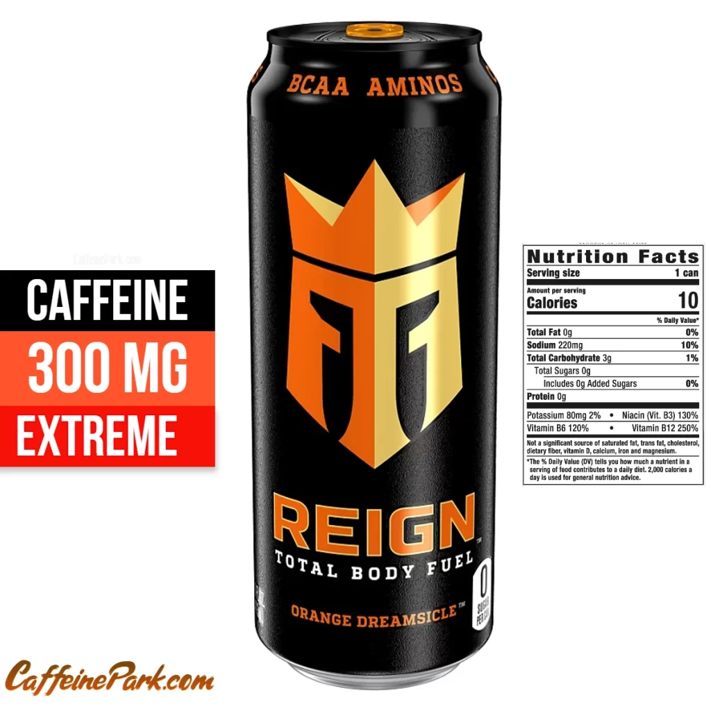 Caffeine in a Reign Total Body Fuel Orang Dreamsicle