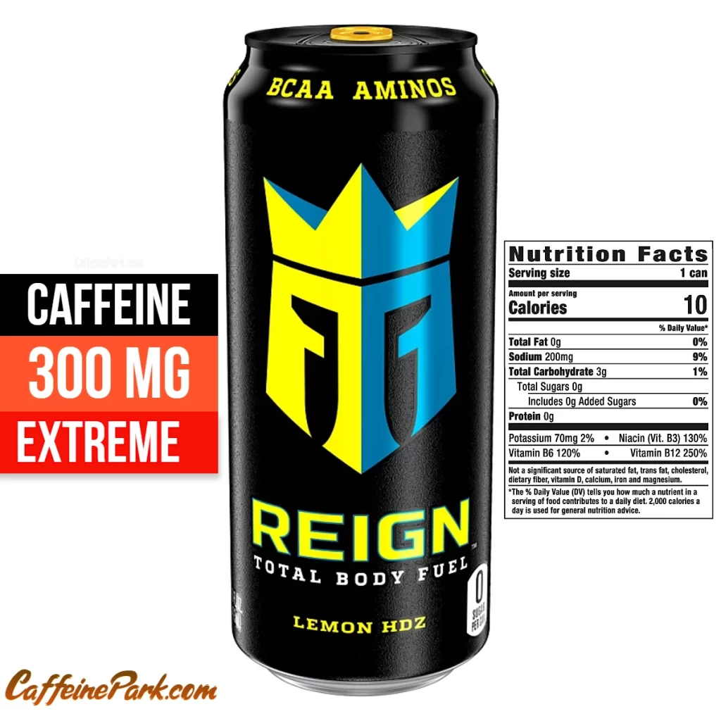 Caffeine in a Reign Total Body FuelLemon HDZ