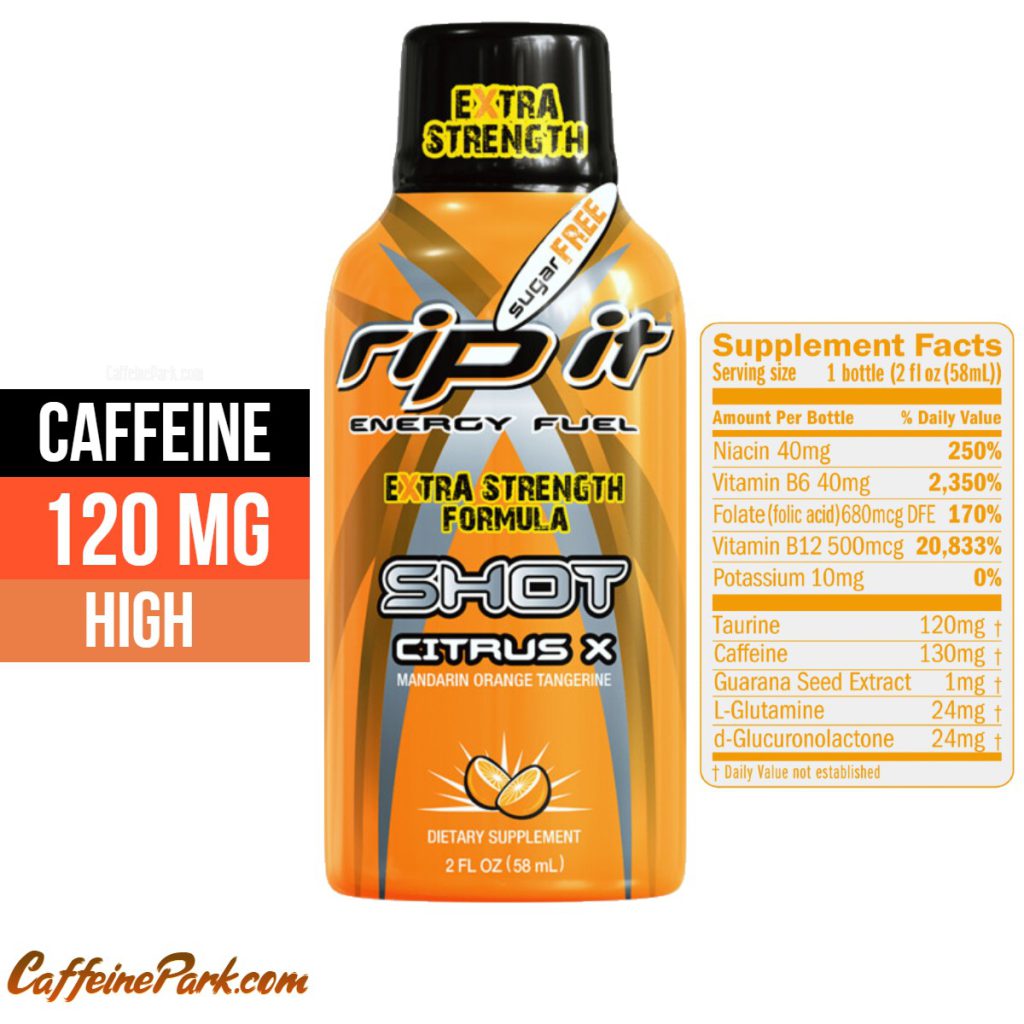 Caffeine in a Rip It CITRUS X OZ Energy Shot