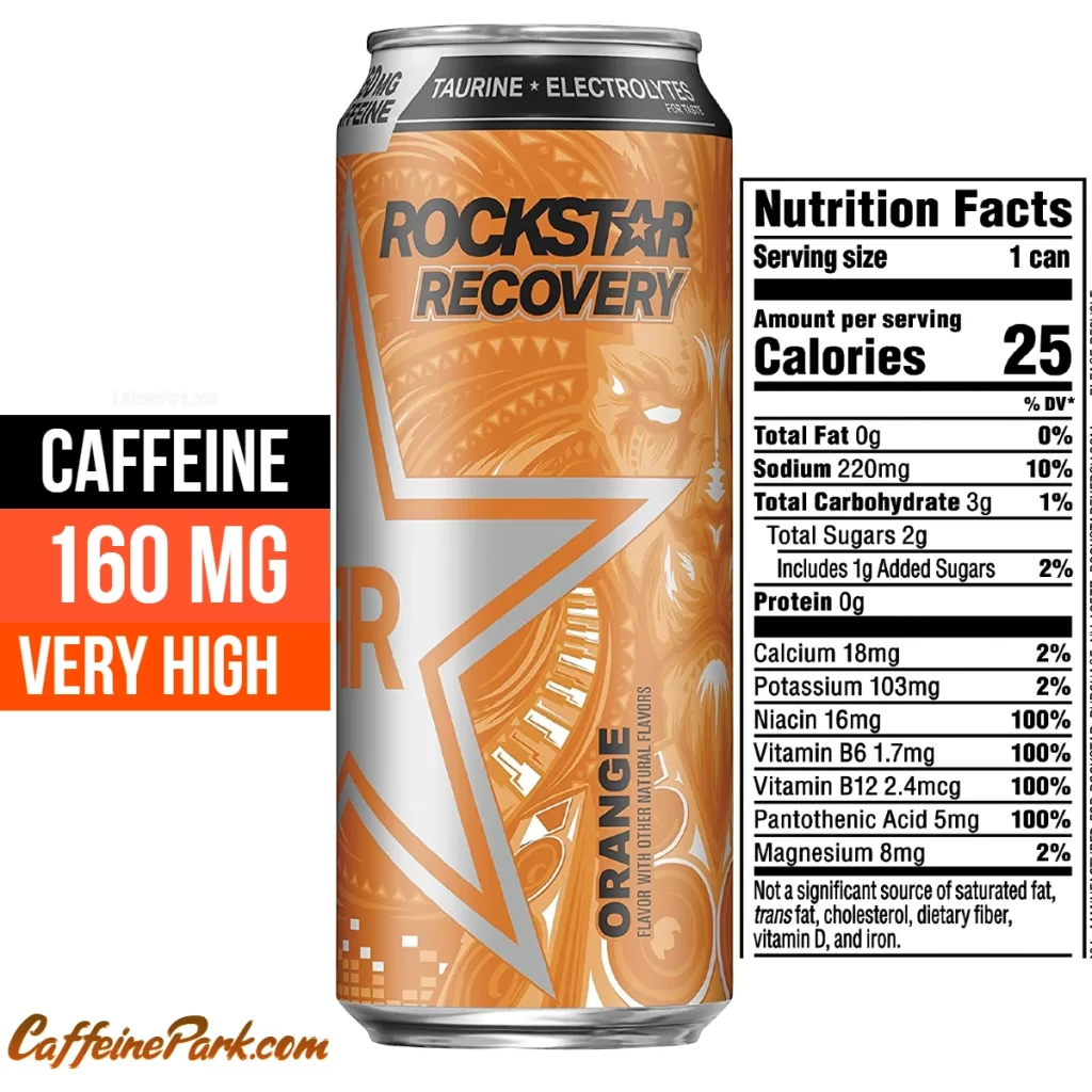 Caffeine in a Rockstar Recovery Orange
