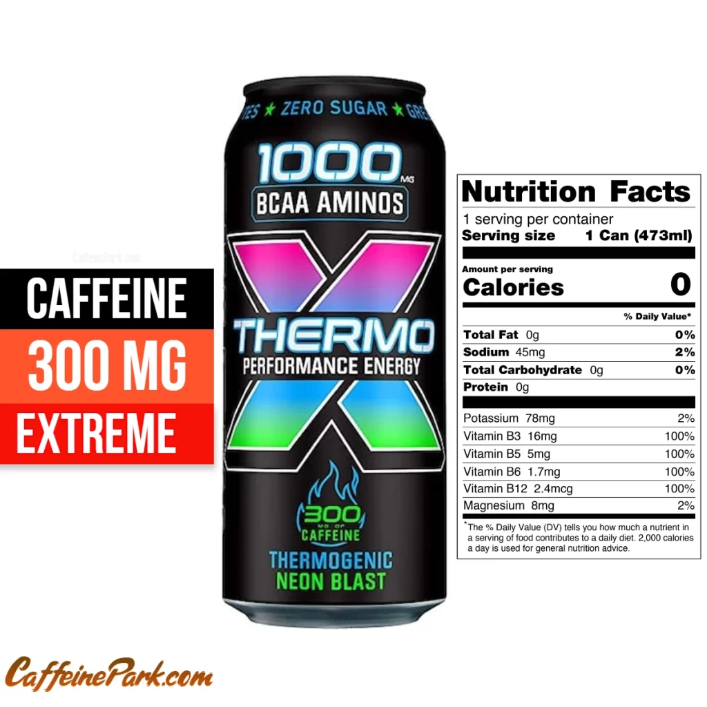 Caffeine in a Rockstar Thermo Neon Blast