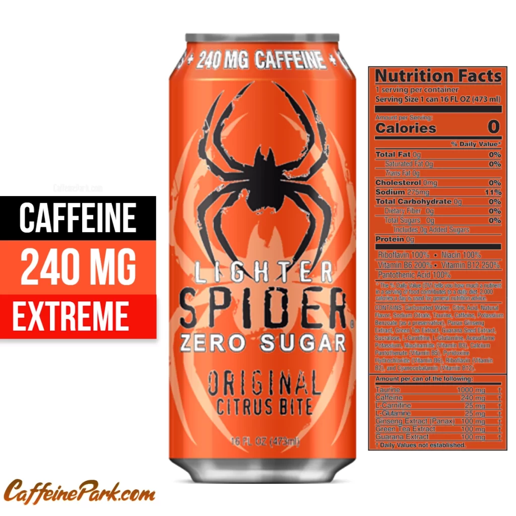 Caffeine in a Spider Original Sugar Free