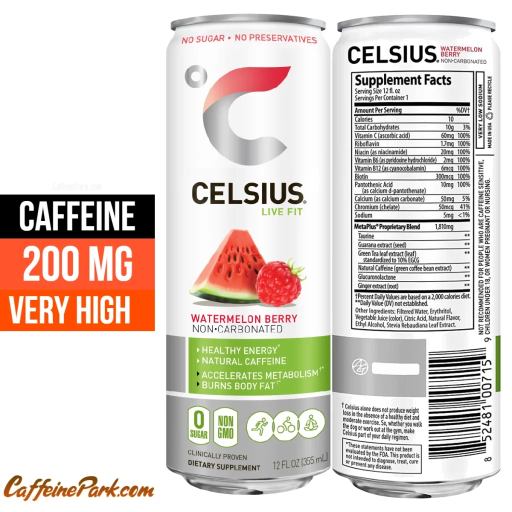 caffeine in Celsius Stevia Watermelon Berry