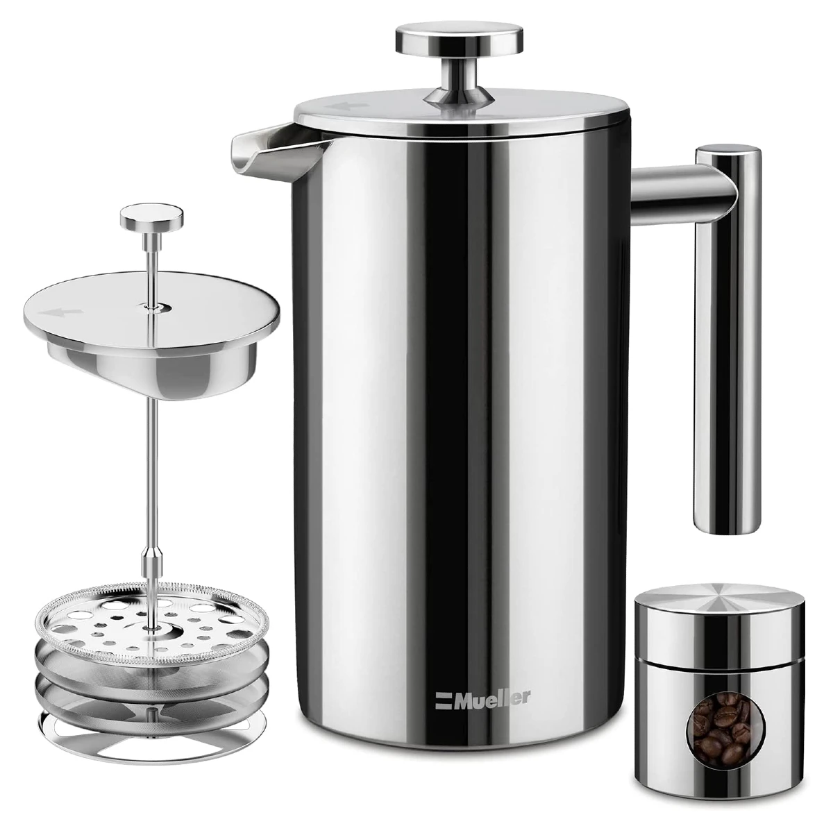 1L - Stainless Steel Coffee Press insulated with Double-wall Construction Hear Resustand Thickened Large Coffee Maker 8 cups 34 oz Rust-Free 1000 ML French Press Coffee & Tea Maker 