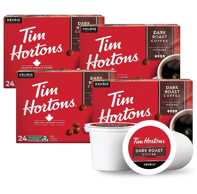Tim Hortons Dark Roast Coffee K Cup Pods Keurig Brewers