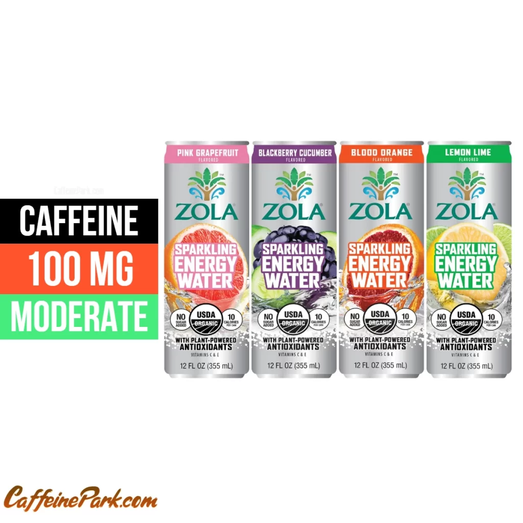 Zola Sparkling Energy Water caffeine
