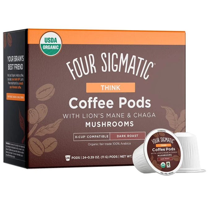 Four Sigmatic Organic and Fair Trade Dark Roast Coffee with Lions Mane Chaga Mushroom Powder