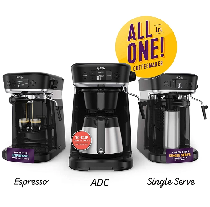 Mr Coffee All in One Occasions Specialty Pods Coffee Maker Cup Thermal Carafe and Espresso