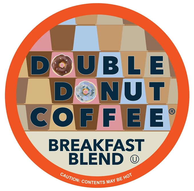Double Donut Breakfast Blend Fresh Medium Roast Coffee SingleServe Pods for Keurig K Cup Brewer Machines