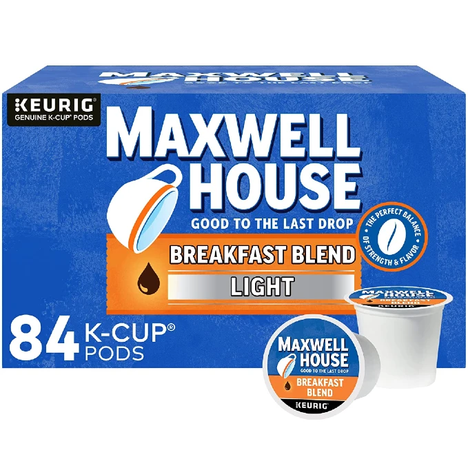Maxwell House Breakfast Blend Light Roast K Cup Coffee Pods