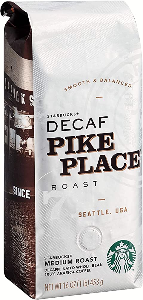 Starbucks Decaf Pike Place Coffee Beans - 6 X 1lb Bags (Whole Bean, Old Stock)